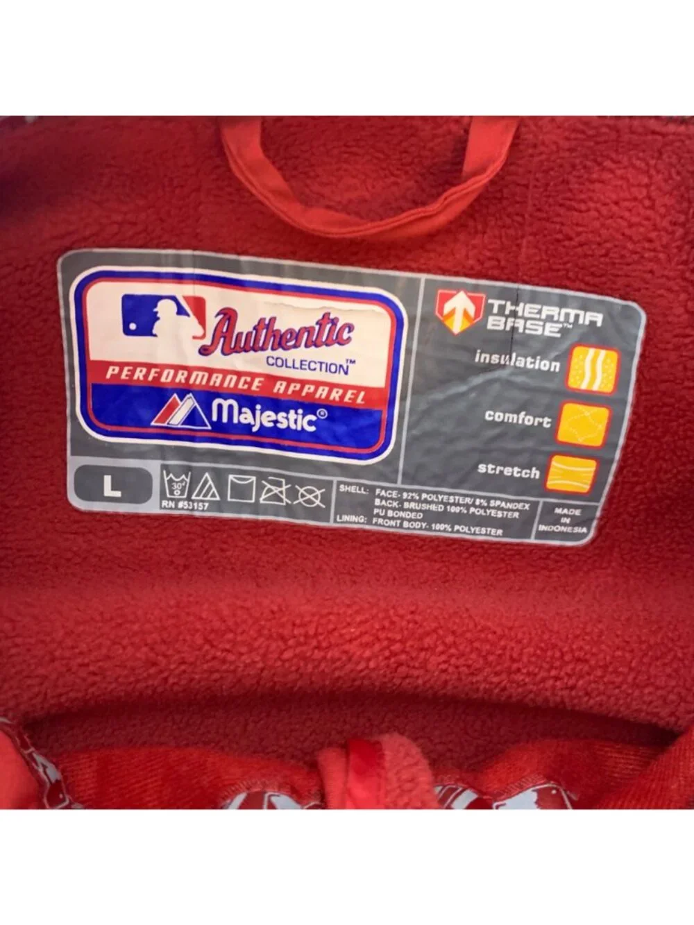 Arizona Diamondbacks MLB Red Majestic Therma Base Full Zip Jacket Mens Large